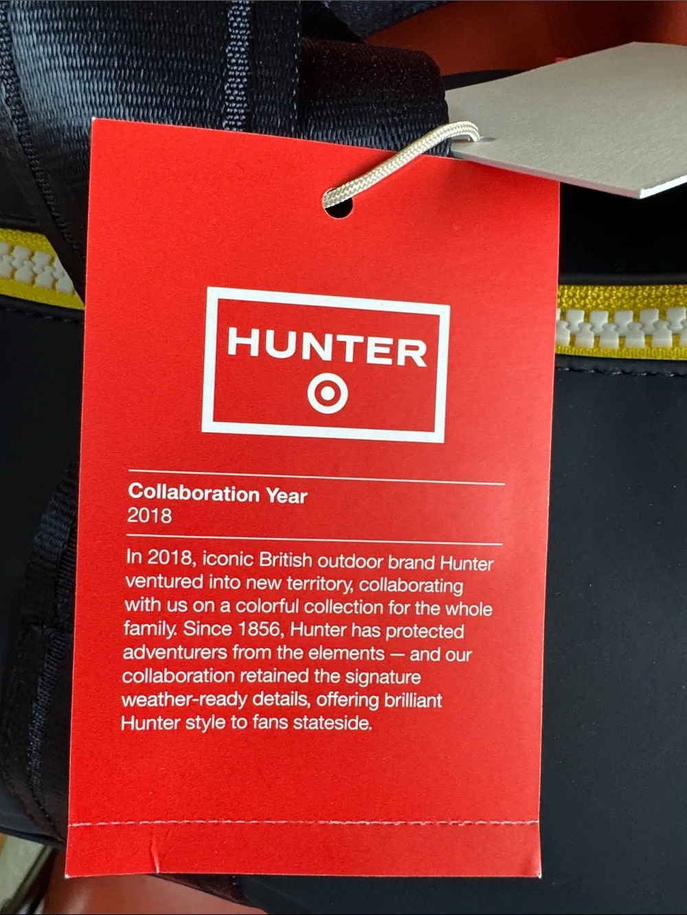 NWT Hunter for Target Weekender Duffle Bag, Navy Blue w/ Yellow Zipper